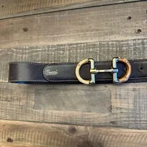 gucci bamboo horsebit leather belt Gucci Leather Bamboo Horsebit Belt - Size 32 / 80 (SHF-c2WoNK) main image 2